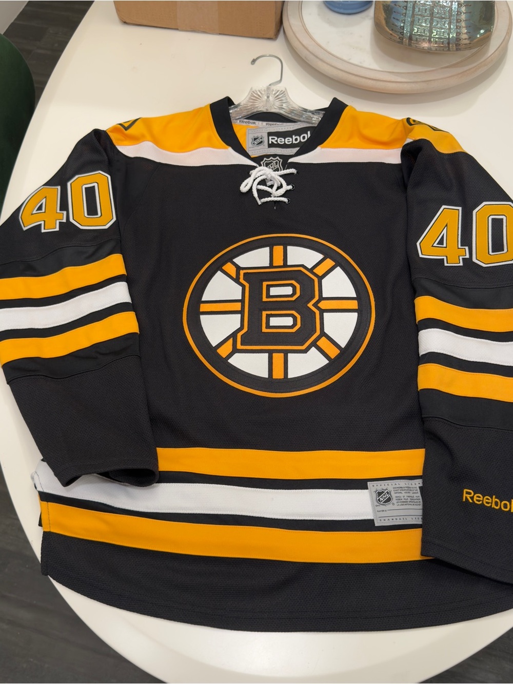 Reebok Boston Bruins Black, Gold & White Hockey Player Jersey RASK #40